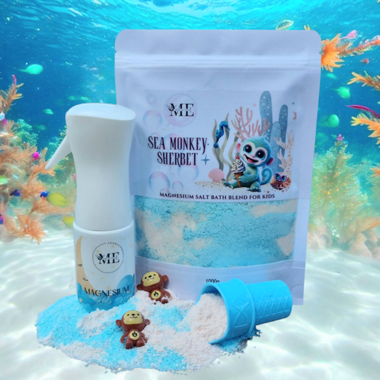 Kids: Sea Monkey Sherbet Magnesium Bath Salt & Magnesium Spray Combo